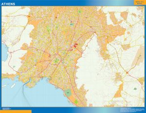 Athens wall map