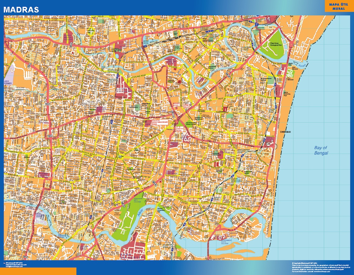 Madras laminated map | Wall maps of countries for Europe