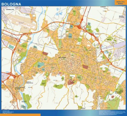 Map of Bologna city in Italy