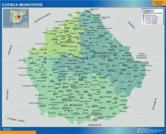 Municipalities Cuenca map from Spain