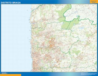 Region of Braga map in Portugal