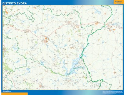 Region of Evora map in Portugal
