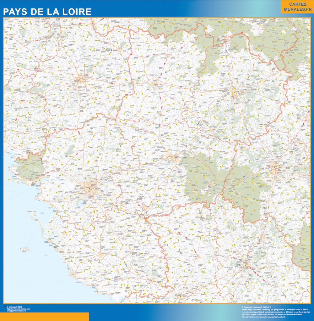 Region of Pays de la Loire map | Wall maps of countries for Europe