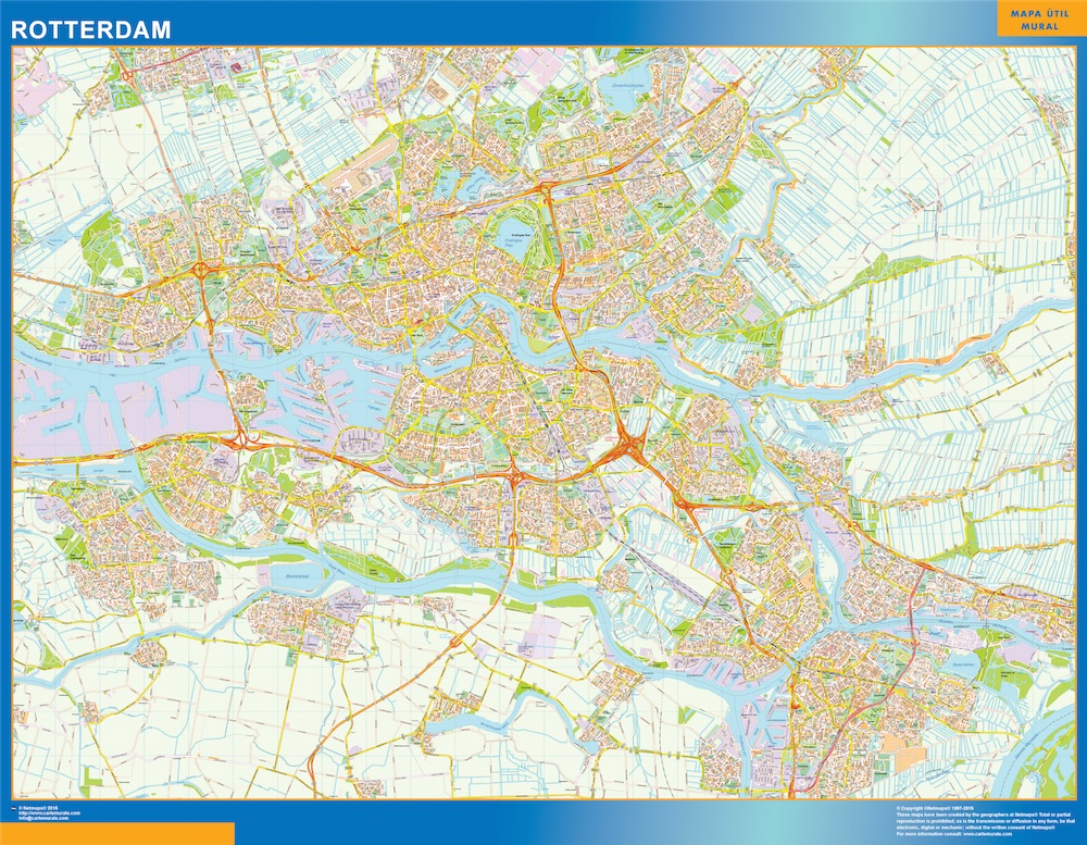 Rotterdam map in Netherlands | Wall maps of countries for Europe