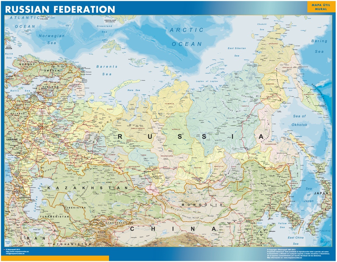 Russia map | Wall maps of countries for Europe