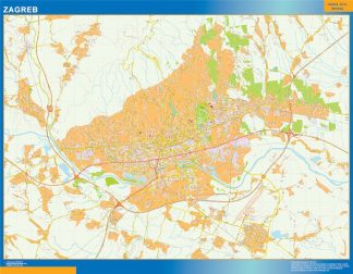 Zagreb wall map