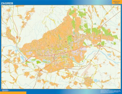 Zagreb wall map