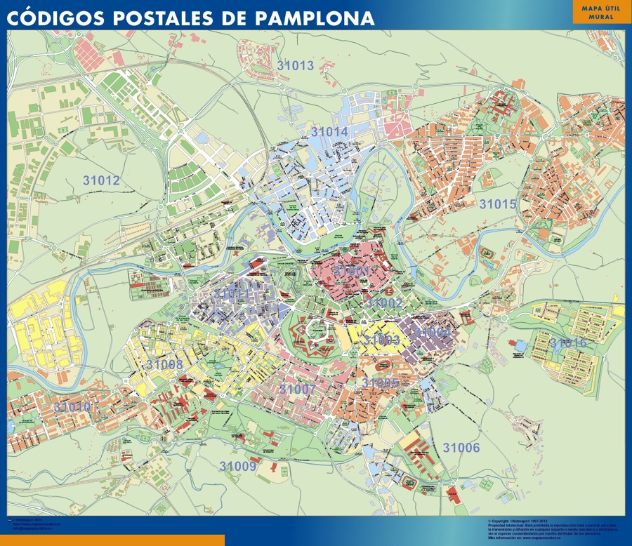 Zip codes Pamplona map | Wall maps of countries of the World