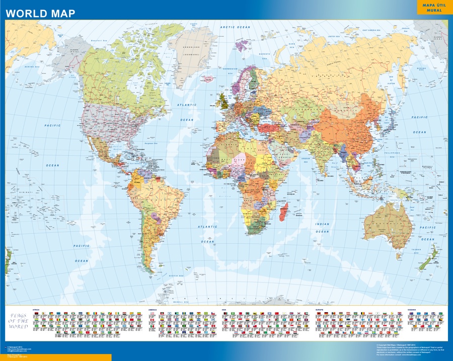 Escuela primaria idiota cerrar world wall map flags | Wall maps of countries of the World