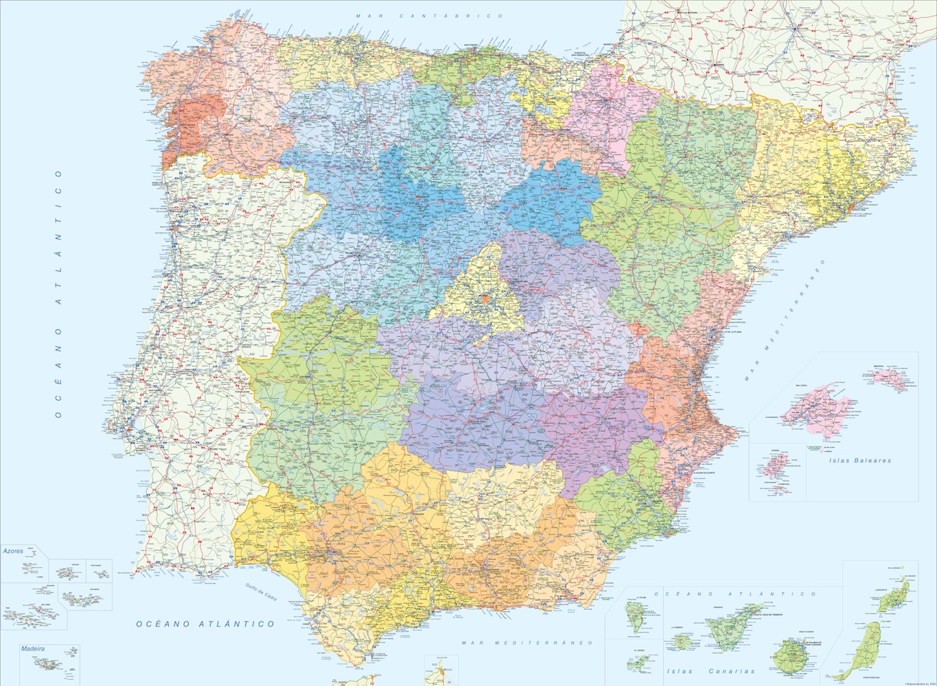 Mapa España Provincial  Wall maps of countries of the World